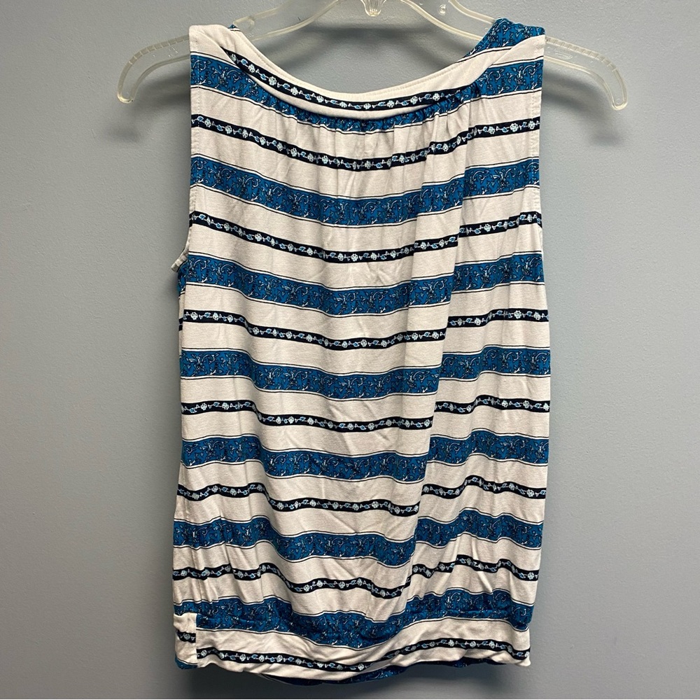 LOFT Blue and White Patterned Tank Top - Picture 3 of 5